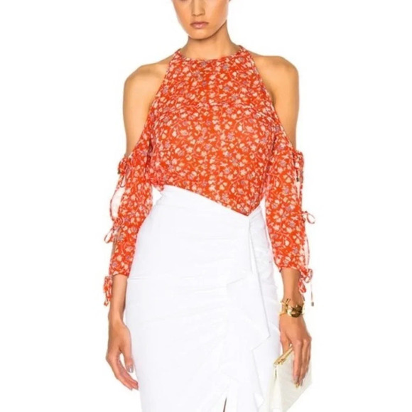 Veronica Beard X Revolve Flynn Liberty Floral Silk Sheer Long Sleeve Top Size 4 - Picture 6 of 7